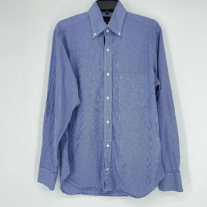 Tailorbyrd Collection Shirt Men's Sz M Blue Gingham Pocket Collared Button Down